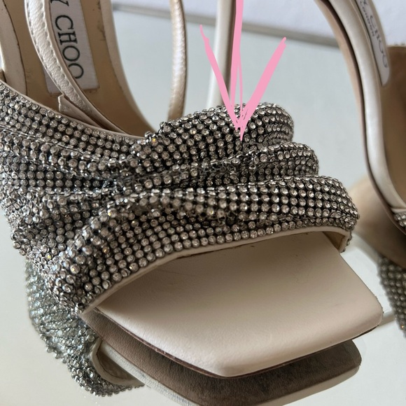 JIMMY CHOO Naria 110 Crystal-Embellished Leather Sandals White $1,625 36 - Picture 11 of 16